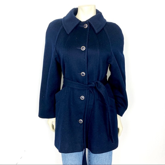 Vintage Jackets & Blazers - Vintage Navy Blue Wool Pea Coat